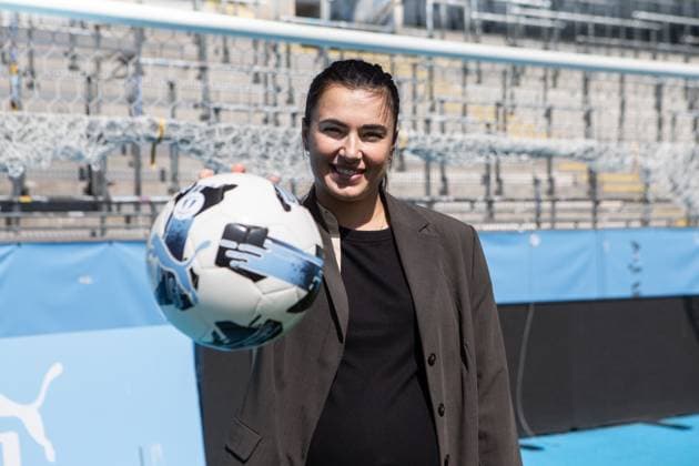 250627 Zecira Musovic poses for a portrait during a press conference with Malmö FF where she is presented as a new acquisition on June 27, 2025 in Malmö  Copyright: MATSxJAVERUD BB250627BB272