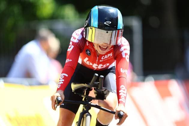 Belgian Audrey De Keersmaeker pictured in action during the women s elite individual time trial of the Belgian Cycling Championships, 20,1km, in Brasschaat, on . DAVIDxPINTENS  x127921735x