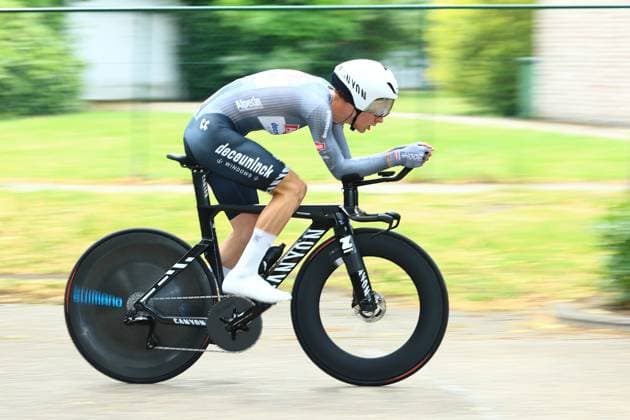 Belgian Ramses Debruyne of Alpecin-Deceuninck pictured in action during the men s elite individual time trial of the Belgian Cycling Championships, 40,2km, in Brasschaat, on Friday 27 June 2025. DAVIDxPINTENS  x127926747x
