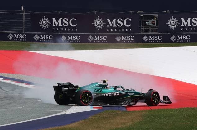 27 06 2025, Red Bull Ring, Spielberg, Formula 1 Austrian Grand Prix 2025 , pictured spinning Fernando Alonso ESP , Aston Martin Aramco Cognizant Formula One Team Photo by Alessandro Martellotta Hasan Bratic DeFodi Images