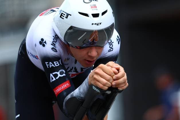 Belgian Florian Vermeersch of UAE Team Emirates pictured in action during the men s elite individual time trial of the Belgian Cycling Championships, 40,2km, in Brasschaat, on Friday 27 June 2025. DAVIDxPINTENS  x127930167x