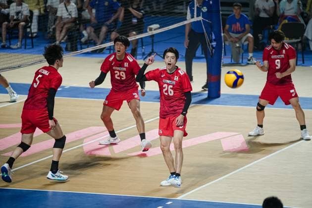 Volleyball - FIVB Men s Volleyball Nations League - Ukraine - Japan - 27.06.2025 Akito Yamazaki celebrates after a point during Mens Volleyball Nations League in Burgas, VNL Copyright: xYulianxTodorovx