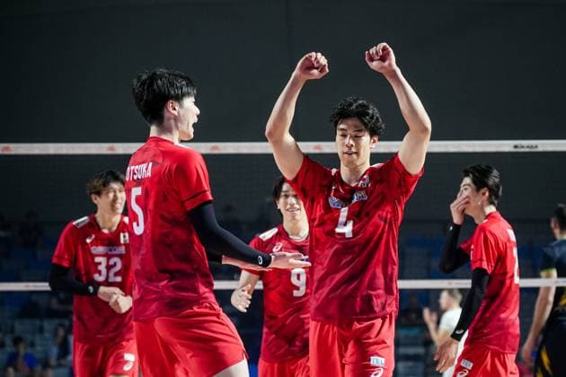 Volleyball - FIVB Men s Volleyball Nations League - Ukraine - Japan - 27.06.2025 Kento Miyaura celebrates a point during Mens Volleyball Nations League in Burgas, VNL Copyright: xYulianxTodorovx