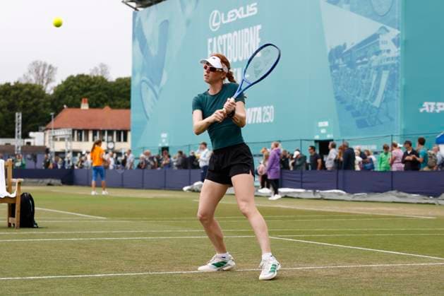 27th June 2025; Devonshire Park, Eastbourne, East Sussex, England; Lexus International Eastbourne, Day 5; Maya joint (AUS) pratices ahead of her semi-final match  ActionPlus12805829 HongboxChen