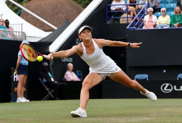 27th June 2025; Devonshire Park, Eastbourne, East Sussex, England; Lexus International Eastbourne, Day 5; Varvara Gracheva (FRA) plays a forehand shot against Alexandra Eala (PHI) in the womens singles semi-final match  ActionPlus12805831 HongboxChen