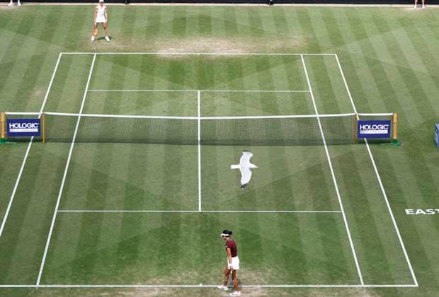 27th June 2025; Devonshire Park, Eastbourne, East Sussex, England; Lexus International Eastbourne, Day 5; Alexandra Eala (PHI) serves to Varvara Gracheva (FRA) in the womens singles semi-final match  ActionPlus12805863 HongboxChen