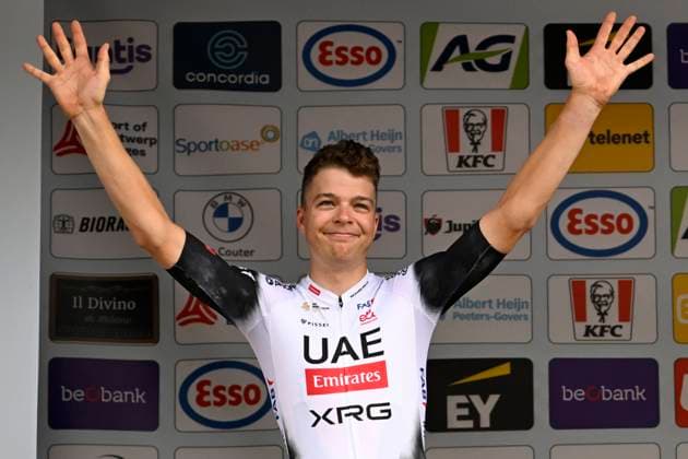 Belgian 2025 National Championship Brasschaat 27 06 2025 BRASSCHAAT, BELGIUM - JUNE 27 : Vermeersch Florian of Uae Team Emirates pictured during the podium ceremony of the Men Elite Individual Time Trial of the Belgian National Championships 2025 xxrd edition an UCI National Championships cycling race of 10 km with start in Aaaaa and finish in Brasschaat on June 27, 2025 in Brasschaat, Belgium, 27 06 2025 Brasschaat Belgium  Copyright: xJanxDexMeuleneirx