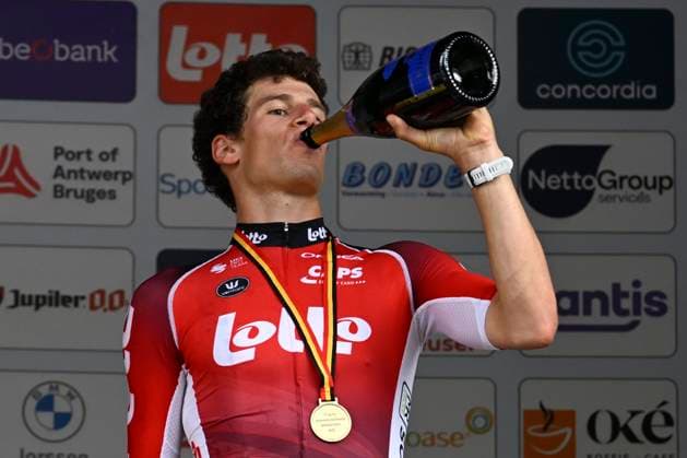 Belgian 2025 National Championship Brasschaat 27 06 2025 BRASSCHAAT, BELGIUM - JUNE 27 : Segaert Alec of Lotto pictured during the podium ceremony of the Men Elite Individual Time Trial of the Belgian National Championships 2025 xxrd edition an UCI National Championships cycling race of 10 km with start in Aaaaa and finish in Brasschaat on June 27, 2025 in Brasschaat, Belgium, 27 06 2025 Brasschaat Belgium  Copyright: xJanxDexMeuleneirx