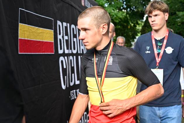 Belgian 2025 National Championship Brasschaat 27 06 2025 BRASSCHAAT, BELGIUM - JUNE 27 : Evenepoel Remco of Soudal - Quick-Step after the Men Elite Individual Time Trial of the Belgian National Championships 2025 xxrd edition an UCI National Championships cycling race of 10 km with start in Aaaaa and finish in Brasschaat on June 27, 2025 in Brasschaat, Belgium, 27 06 2025 Brasschaat Belgium  Copyright: xJanxDexMeuleneirx