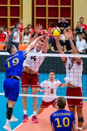 VOLLEYBALL - CEV Silver League AMSTETTEN,AUSTRIA,27.JUN.25 - VOLLEYBALL - CEV European Silver League, OEVV international match, Länderspiel, Nationalmannschaft Austria vs Sweden. Image shows Michael Czerwinski (AUT).  GEPAxpictures xDanielaxMoser