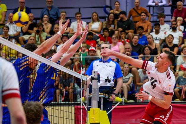 VOLLEYBALL - CEV Silver League AMSTETTEN,AUSTRIA,27.JUN.25 - VOLLEYBALL - CEV European Silver League, OEVV international match, Länderspiel, Nationalmannschaft Austria vs Sweden. Image shows Michael Czerwinski (AUT).  GEPAxpictures xDanielaxMoser