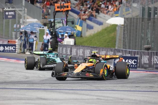 27 06 2025, Red Bull Ring, Spielberg, Formula 1 Austrian Grand Prix 2025 , in the picture Lando Norris GBR , McLaren F1 Team, Fernando Alonso ESP , Aston Martin Aramco Cognizant Formula One Team Photo by Alessandro Martellotta Hasan Bratic DeFodi Images