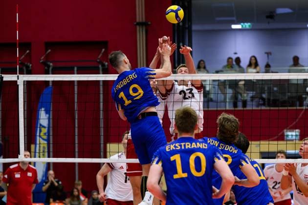 Volleyball, CEV Silver League, Österreich - Schweden VOLLEYBALL - CEV Silver League AMSTETTEN,AUSTRIA,27.JUN.25 - VOLLEYBALL - CEV European Silver League, OEVV international match, Länderspiel, Nationalmannschaft Austria vs Sweden. Image shows Matthaeus Jurkovics (AUT).  GEPAxpictures xDanielaxMoser