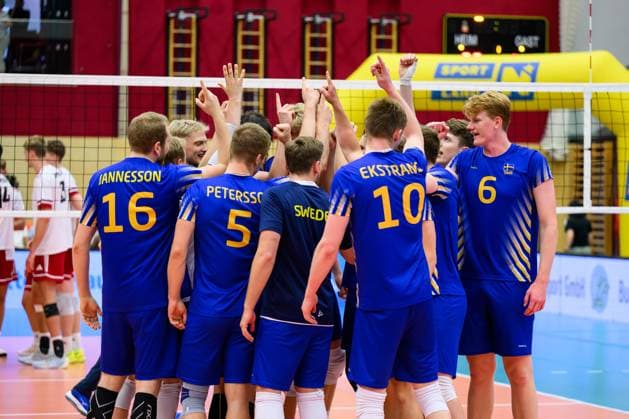 Volleyball, CEV Silver League, Österreich - Schweden VOLLEYBALL - CEV Silver League AMSTETTEN,AUSTRIA,27.JUN.25 - VOLLEYBALL - CEV European Silver League, OEVV international match, Länderspiel, Nationalmannschaft Austria vs Sweden. Image shows the rejoicing of SWE.  GEPAxpictures xDanielaxMoser