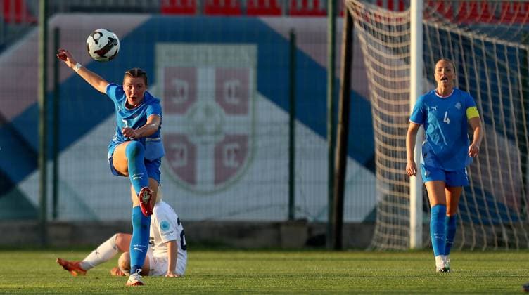 27.06.2025 Stara Pazova Serbia-Iceland international frriendly women s football match Karolina Lea Vilhjalmsdottir(L), Glodis Perla Viggosdottir (R) Iceland :