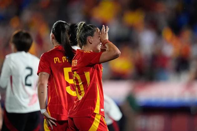 June 27, 2025, Leganes, Madrid, Spain: Athenea del Castillo of Spain celebrates a goal during the Women s International Friendly, Länderspiel, Nationalmannschaft football match played between Spain and Japan at Butarque stadium on June 27, 2025, in Leganes, Madrid, Spain. Leganes Spain - ZUMAa181 20250627_zaa_a181_058 Copyright: xDennisxAgyemanx