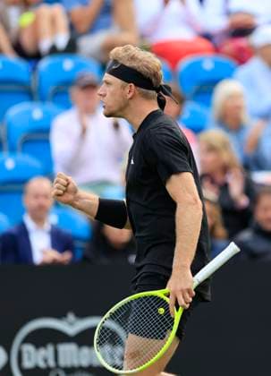 27th June 2025; Devonshire Park, Eastbourne, East Sussex, England; Lexus International Eastbourne, Day 5; Alejandro Davidovich Fokina (ESP) celebrates a point in the mens singles semi-final match against Taylor Fritz (USA)  ActionPlus12806116 HongboxChen
