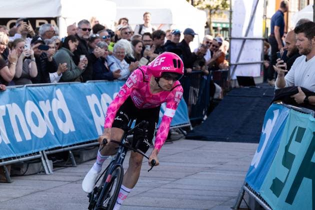 June 27, 2025, Aalborg, The North Jutland Region, Denmark: Kasper Asgreen of Team EF Education - EasyPost is seen in action during the Men s Elite Individual Time Trial at the Danish Championships. When DM Week returns to Aalborg from 23-29 June 2025, there will be more sports than ever before, new disciplines on the program and an entire city in motion. During an intense week, some of Denmark s most talented athletes will compete for DM gold in over 120 disciplines - from classics like cycling and swimming to high diving from the Limfjord Bridge, dance, speedway and 3x3 basketball. This will be the fourth time DM Week has been held, and the third time Aalborg has hosted it. Aalborg Denmark - ZUMAs197 20250627_aaa_s197_101 Copyright: xKristianxTuxenxLadegaardxBergx