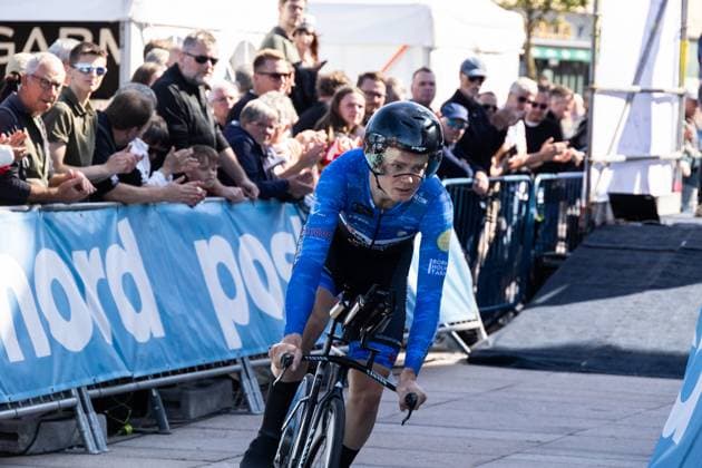 June 27, 2025, Aalborg, The North Jutland Region, Denmark: Niklas Larsen of BHS-PL Beton Bornholm is seen in action during the Men s Elite Individual Time Trial at the Danish Championships. When DM Week returns to Aalborg from 23-29 June 2025, there will be more sports than ever before, new disciplines on the program and an entire city in motion. During an intense week, some of Denmark s most talented athletes will compete for DM gold in over 120 disciplines - from classics like cycling and swimming to high diving from the Limfjord Bridge, dance, speedway and 3x3 basketball. This will be the fourth time DM Week has been held, and the third time Aalborg has hosted it. Aalborg Denmark - ZUMAs197 20250627_aaa_s197_105 Copyright: xKristianxTuxenxLadegaardxBergx