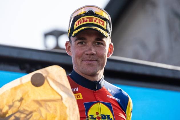 June 27, 2025, Aalborg, The North Jutland Region, Denmark: Gold medalist Mads Pedersen of Team Lidl-Trek is seen on the podium during the medal ceremony after the Men s Elite Individual Time Trial at the Danish Championships. When DM Week returns to Aalborg from 23-29 June 2025, there will be more sports than ever before, new disciplines on the program and an entire city in motion. During an intense week, some of Denmark s most talented athletes will compete for DM gold in over 120 disciplines - from classics like cycling and swimming to high diving from the Limfjord Bridge, dance, speedway and 3x3 basketball. This will be the fourth time DM Week has been held, and the third time Aalborg has hosted it. Aalborg Denmark - ZUMAs197 20250627_aaa_s197_122 Copyright: xKristianxTuxenxLadegaardxBergx