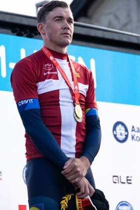 June 27, 2025, Aalborg, The North Jutland Region, Denmark: Gold medalist Mads Pedersen of Team Lidl-Trek is seen on the podium during the medal ceremony after the Men s Elite Individual Time Trial at the Danish Championships. When DM Week returns to Aalborg from 23-29 June 2025, there will be more sports than ever before, new disciplines on the program and an entire city in motion. During an intense week, some of Denmark s most talented athletes will compete for DM gold in over 120 disciplines - from classics like cycling and swimming to high diving from the Limfjord Bridge, dance, speedway and 3x3 basketball. This will be the fourth time DM Week has been held, and the third time Aalborg has hosted it. Aalborg Denmark - ZUMAs197 20250627_aaa_s197_132 Copyright: xKristianxTuxenxLadegaardxBergx