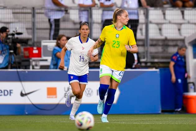 Grenoble, France June 27 Isadora Haas of Brazil in action during the Women s International Friendly match between France and Brazil at Stade des Alpes on June 27, 2025 in Grenoble, France Photo by Eurasia Sport Images Grenoble Stade des Alpes France Copyright: x x2025xEurasiaxSportxImagesx jp-en-EuSpIm-MA5_France_Brazil_27Jun2025_FR015