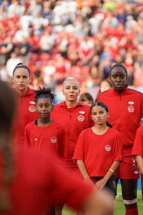 June 27, 2025, Toronto, Ontario, Canada: Adriana Leon 19 of Canada and Canada women s national team, Nationalteam before the International Women s Friendly match between Canada and Costa Rica at BMO Field. on June 27, 2025 in Toronto, Canada. Toronto Canada - ZUMAe321 20250627_zsa_e321_028 Copyright: xLeonardoxRamirezx
