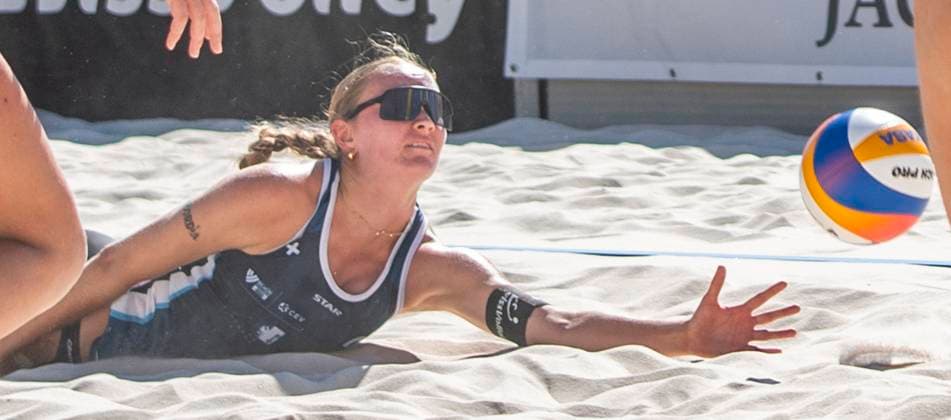 June 28, 2025, Geneva, Geneva, Switzerland: Geneva Switzerland, 06 28 2025: ZOE FLUCKIGER of Swiss team is in action during Beach Pro Tour Futures - Geneva 2025 and took place at Rotunda of Mont-Blanc in Geneva. Geneva Switzerland - ZUMAd206 20250628_zip_d206_002 Copyright: xEricxDubostx