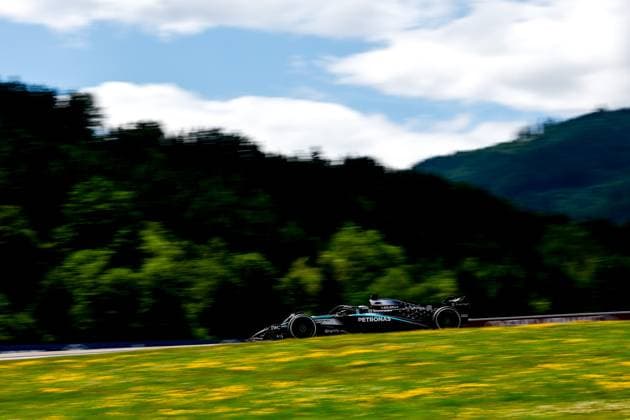 F1 - AUSTRIAN GRAND PRIX 2025 63 RUSSELL George (gbr), Mercedes AMG F1 Team W16, action during the Formula 1 MSC Cruises Austrian Grand Prix 2025, 11th round of the 2025 FIA Formula One World Championship, WM, Weltmeisterschaft from June 27 to 29, 2025 on the Red Bull Ring, in Spielberg, Austria - SpielbergAustria  Copyright: xDPPIx