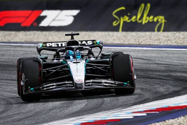 MOTORI - Formula 1 - MSC Cruises Austrian Grand Prix 2025 63 George Russell Of The Team Mercedes-Amg Petronas Formula One Team, Mercedes W16,In Free Practice ,During Fia Formula One World Championship, WM, Weltmeisterschaft F1 Austria Grand Prix 2025, 27 June , In Spielberg Austria Austria Austria  Copyright: xIPAxSport ABACAx