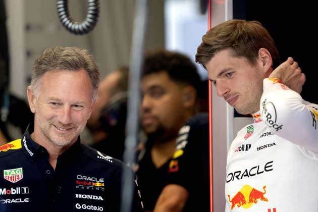 SPIELBERG - Max Verstappen (Red Bull Racing) in conversation with team boss Christian Horner at the Red Bull Ring race track prior to the third free practice session ahead of the Grand Prix of Austria. ANP SANDER KING xVIxANPxSportx xxANPxIVx 530626885 originalFilename: 530626885.jpg
