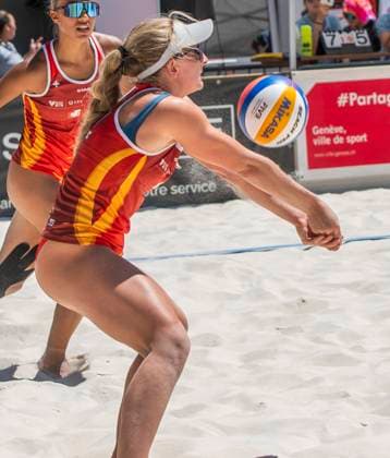 June 28, 2025, Geneva, Geneva, Switzerland: Geneva Switzerland, 06 28 2025: ANDREA LORENZOVA (CZE) is in action during Beach Pro Tour Futures - Geneva 2025 and took place at Rotunda of Mont-Blanc in Geneva. Geneva Switzerland - ZUMAd206 20250628_zip_d206_027 Copyright: xEricxDubostx