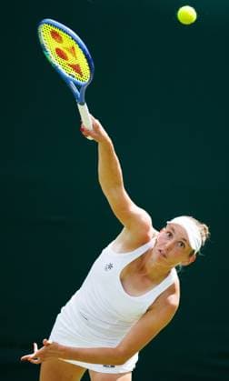 Belgian Elise Mertens pictured in action during a training session at the 2025 Wimbledon grand slam tennis tournament at the All England Tennis Club, in south-west London, Britain, Saturday 28 June 2025. BENOITxDOPPAGNE  x127996063x
