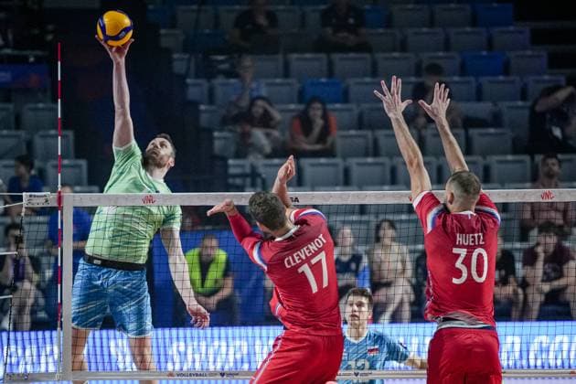 Volleyball - FIVB Men s Volleyball Nations League - Slovenia - France - 28.06.2025 TonÄek Å tern in action during Mens Volleyball Nations League in Burgas, VNL Bulgaria Copyright: xYulianxTodorovx