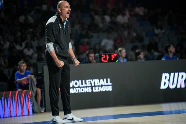 Volleyball - FIVB Men s Volleyball Nations League - Slovenia - France - 28.06.2025 Fabio Soli, head coach of Slovenia during Mens Volleyball Nations League in Burgas, VNL Bulgaria Copyright: xYulianxTodorovx