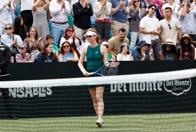 28th June 2025; Devonshire Park, Eastbourne, East Sussex, England; Lexus International Eastbourne, Day 6; Maya Joint (AUS) celebrates her victory after winning the Lexus International Eastbourne womens singles final match  ActionPlus12806222 HongboxChen