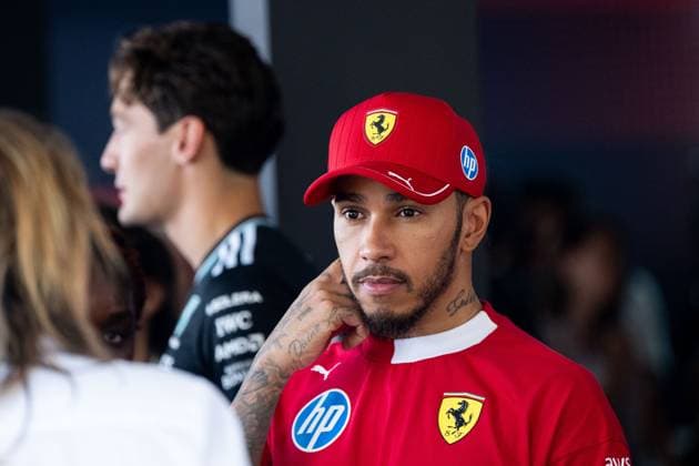 Lewis Hamilton Scuderia Ferrari HP, Great Britain, 44 , behind George Russell Mercedes AMG Petronas F1 Team, Great Britain, 63 , AUT, Formula 1 World Championship, MSC Cruises Grand Prix of Austria, Red Bull Ring Spielberg, Qualifying Day, 2025 season, 28 06 2025 AUT, Formula 1 World Championship, MSC Cruises Grand Prix of Austria, Red Bull Ring Spielberg, Qualifying Day, 2025 season, 28 06 2025 Spielberg Copyright: xEibner-Pressefoto Memmlerx EP_MMR