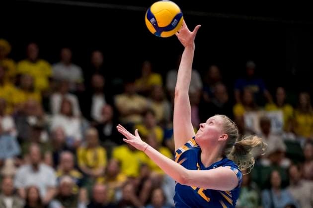 250628 Hilda Gustafsson of Sweden during Women s European Golden League semifinal volleyball match between Sweden and Ukraine on June 28, 2025 in Ängelholm Photo Petter Arvidson BILDBYRAN kod PA PA1041 volleyball volleyball european golden league semifinal semifinals sverige ukraine sweden dam bbeng ukraina bbauto  Copyright: PETTERxARVIDSON BB250628PA031