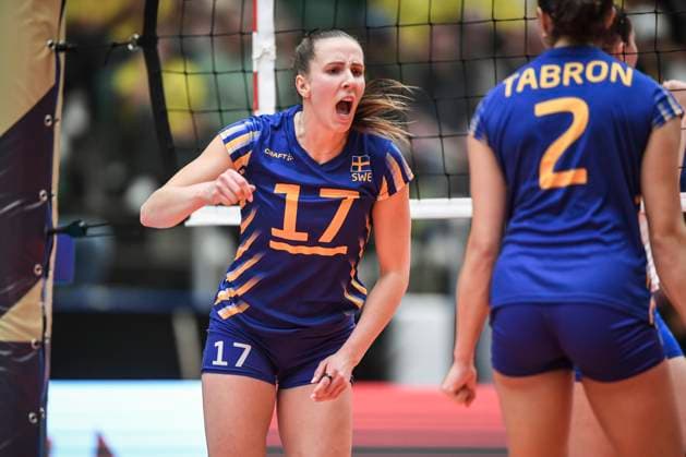 ÄNGELHOLM, SVERIGE 20250628 Swedenäs Anna Haak celebrates during the CEV Women s Volleyball European Golden League semifinal match between Ukraine and Sweden at Catena Arena, in Angelholm, Sweden, on June 28, 2025 ÄNGELHOLM SVERIGE x11566x  Copyright: xHenrikxEberlund TTx GOLDEN LEAGUE UKRAINE-SWEDEN