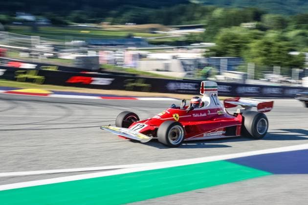 FORMULA 1 - GP of Austria 2025 SPIELBERG,AUSTRIA,28.JUN.25 - MOTORSPORTS, FORMULA 1 - Grand Prix of Austria, Red Bull Ring, practice and qualifying. Image shows Gerhard Berger (AUT) with the Ferrari 312T of Niki Lauda.  GEPAxpictures xManuelxBinder