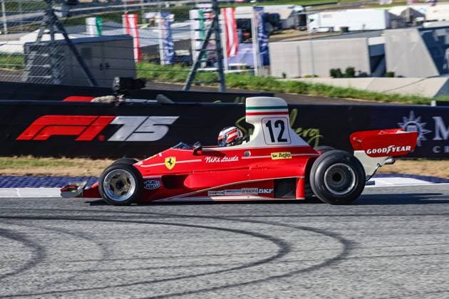FORMULA 1 - GP of Austria 2025 SPIELBERG,AUSTRIA,28.JUN.25 - MOTORSPORTS, FORMULA 1 - Grand Prix of Austria, Red Bull Ring, practice and qualifying. Image shows Gerhard Berger (AUT) with the Ferrari 312T of Niki Lauda.  GEPAxpictures xManuelxBinder
