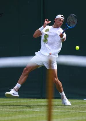Wimbledon Championships 2025 AELTC, Saturday Practice, London, UK - 28 06 2025 Jack Draper (GBR) Practices at Wimbledon ahead of the 2025 Championships London Wimbledon London GBR, UK NEWSPAPERS OUT Copyright: xMarkxGreenwoodx