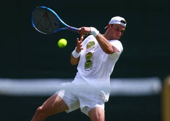 Wimbledon Championships 2025 AELTC, Saturday Practice, London, UK - 28 06 2025 Jack Draper (GBR) Practices at Wimbledon ahead of the 2025 Championships London Wimbledon London GBR, UK NEWSPAPERS OUT Copyright: xMarkxGreenwoodx