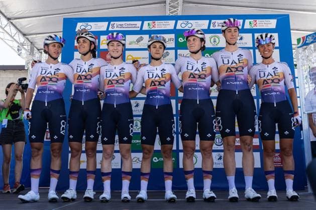 Italian Women s Road cycling, Rad, Radsport, Strasse Championship 2025 - Darfo Boario Terme The UAE ADQ Team participates in the Italian Road Cycling Championship 2025 Team Presentation in Darfo Boario Terme, on June 28, 2025. , Italy. Darfo Boario Terme Italy  Copyright: xTommasoxBerardix originalFilename:berardi-italianr250628_np0yL.jpg