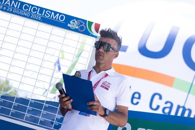 Italian Women s Road cycling, Rad, Radsport, Strasse Championship 2025 - Darfo Boario Terme Paolo Mei speaks during the Italian Road Cycling Championship 2025 in Darfo Boario Terme, on June 28, 2025. . Darfo Boario Terme Italy  Copyright: xTommasoxBerardix originalFilename:berardi-italianr250628_np5aB.jpg