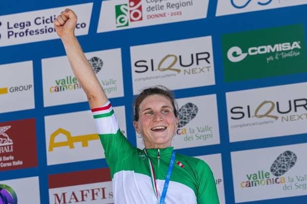 Italian Women s Road cycling, Rad, Radsport, Strasse Championship 2025 - Darfo Boario Terme Elisa Longo Borghini stands on the podium at the Italian Road Cycling Championship 2025 in Darfo Boario Terme, on June 28, 2025. Darfo Boario Terme Italy  Copyright: xTommasoxBerardix originalFilename:berardi-italianr250628_npBt2.jpg