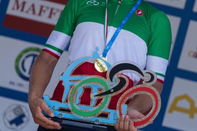 Italian Women s Road cycling, Rad, Radsport, Strasse Championship 2025 - Darfo Boario Terme Elisa Longo Borghini stands on the podium at the Italian Road Cycling Championship 2025 in Darfo Boario Terme, on June 28, 2025. Darfo Boario Terme Italy  Copyright: xTommasoxBerardix originalFilename:berardi-italianr250628_npOjg.jpg