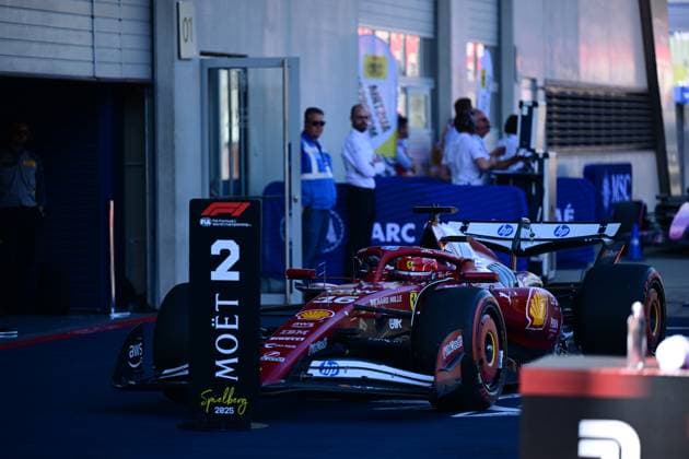F1 Grand Prix of Austria - Qualifying Charles Leclerc of Scuderia Ferrari drives and celebrates after qualifying in the 12th round of the Formula 1 World Championship, WM, Weltmeisterschaft at the Red Bull Ring in Spielberg, Styria, Austria, on June 27, 2025. Spielberg Styria Austria  Copyright: xAndreaxDiodatox originalFilename:diodato-formula1250627_npcvJ.jpg