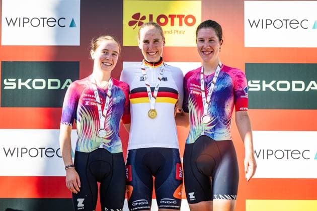 NIEDERMAIER Antonia, KOCH Franziska, KLÖSER Rosa Maria National Championships Road Cycling 2025 RR NIEDERMAIER Antonia GER Second Place KOCH Franziska GER TEAM PICNIC POSTNL TPP NED Winner First Place KLÖSER Rosa Maria GER Third Place CANYON SRAM ZONDACKYPTO CSZ GER Award Ceremony Medal Ceremony Podium landscape horizontal Landscape Event Event National Championships Road Cycling Category Category Cycling Road Cycling Elite Women Location Place Europe Germany Rheinland Pfalz Start Linden Finish Linden Rheinland Pfalz Discipline Road Race RR National Championships Distance 118 8 km Date Date 28 06 2025 Saturday