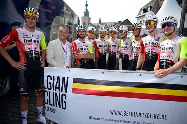 Belgian 2025 National Championship Binche 29 06 2025 BINCHE, BELGIUM - JUNE 29 : Laurent Devin, mayor of Binche with the team Intermarche - Wanty during the Men Elite cycling road race of the Belgian National Championships 2025 an UCI National Championships cycling race of 230 km with start in Binche and finish in Binche on June 29, 2025 in Binche, Belgium, 29 06 2025 ( Motordriver Guy De Vuyst - Binche Belgium  Copyright: xNicoxVereeckenx